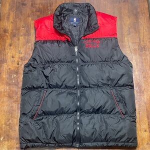 Chicago Bulls Mens Large Puffer Vest Full Zip NBA Black Red Basketball